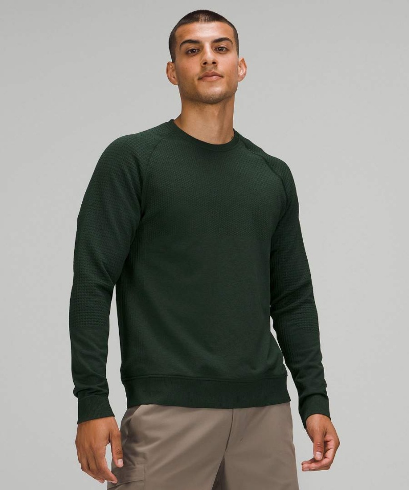 Truien Lululemon Engineered Warmth Long-Sleeve Crew Hombre Verde Verde Chile | 348WHJQUT