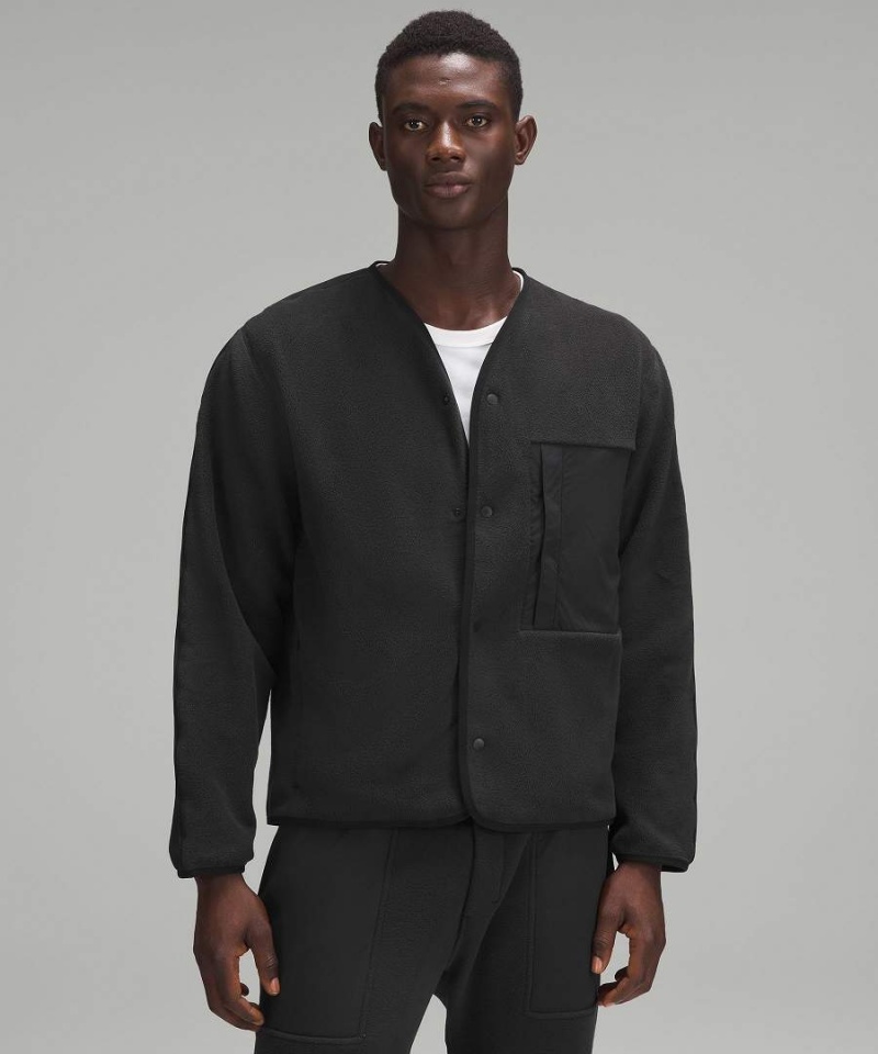 Truien Lululemon Fleece Snap-Front Cardigan Hombre Negras Chile | 871QCLHVN