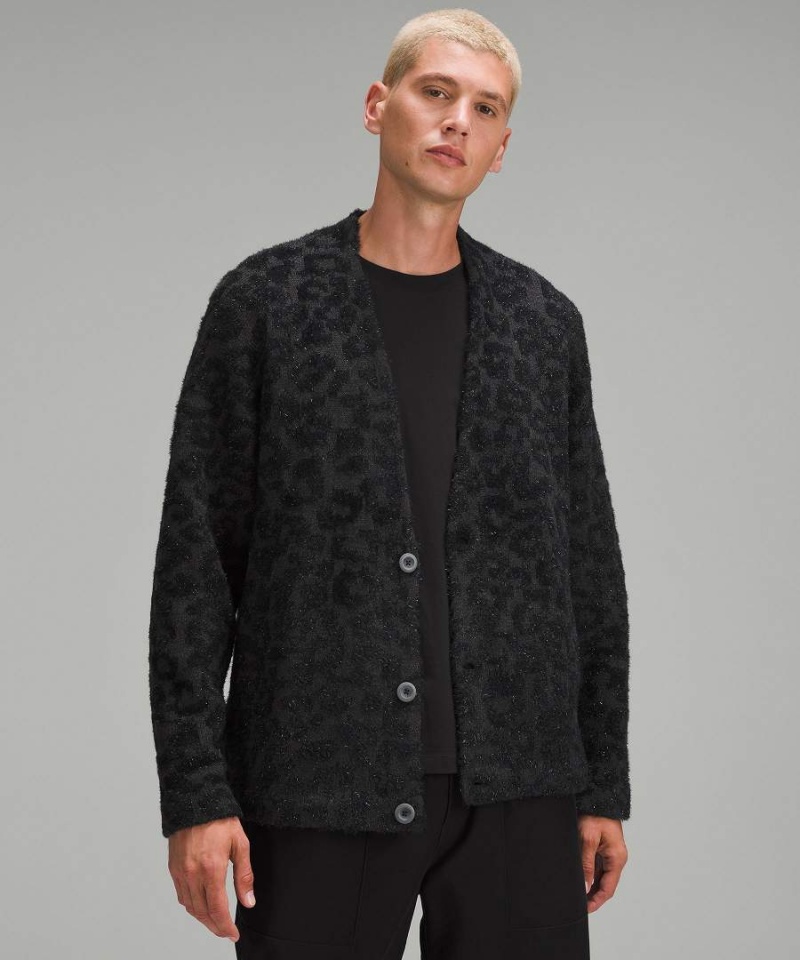 Truien Lululemon Lana-Blend Jacquard Cardigan Hombre Leopardo Gris Oscuro Negras Chile | 740KZWFOI