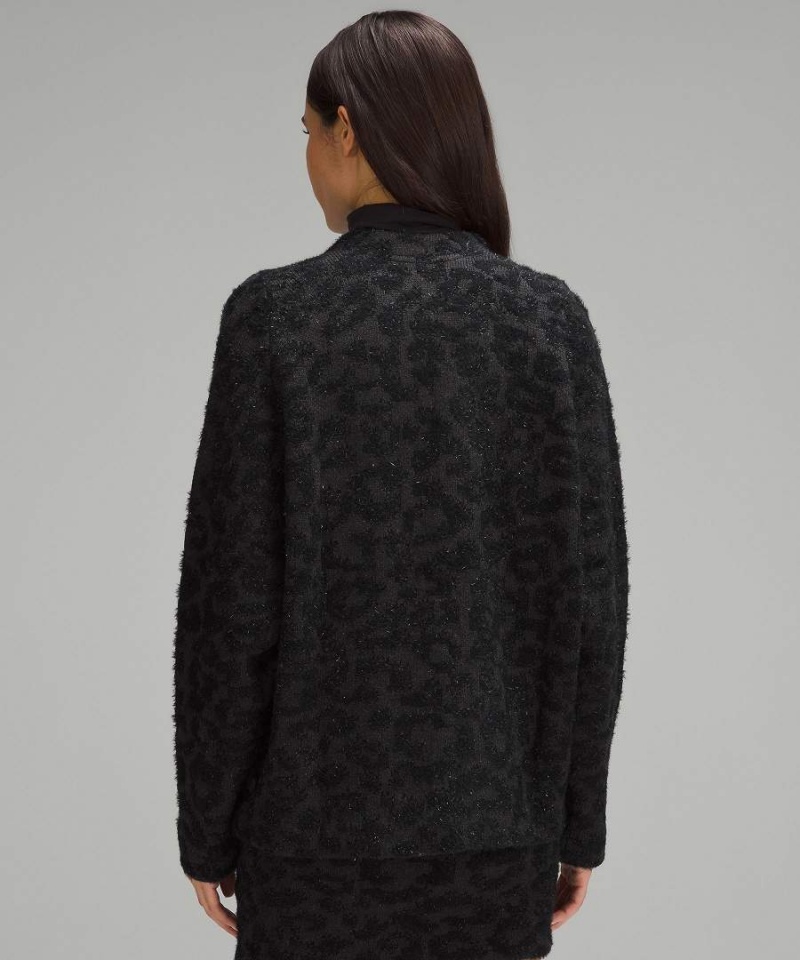 Truien Lululemon Lana-Blend Jacquard Cardigan Mujer Leopardo Gris Oscuro Negras Chile | 624KDOQGU