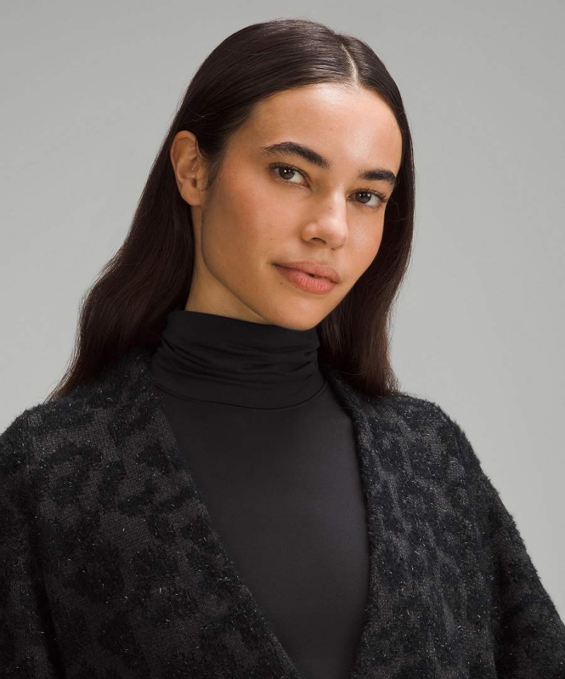Truien Lululemon Lana-Blend Jacquard Cardigan Mujer Leopardo Gris Oscuro Negras Chile | 624KDOQGU