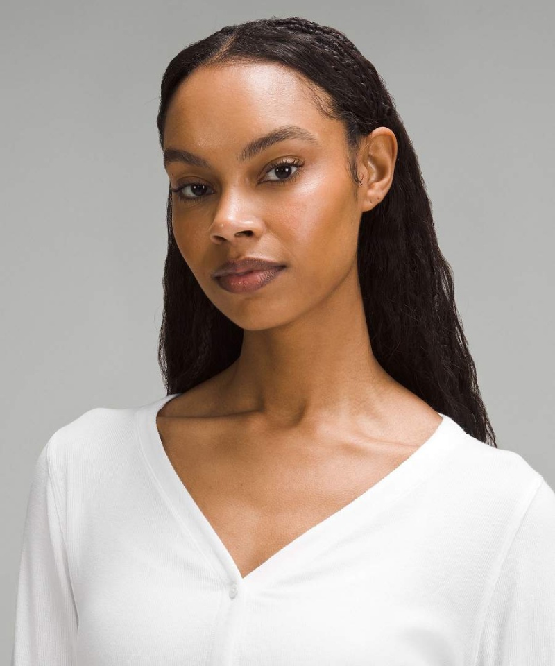 Truien Lululemon Side-Cinch Acanalado Cardigan Mujer Blancas Chile | 014CFSTDL