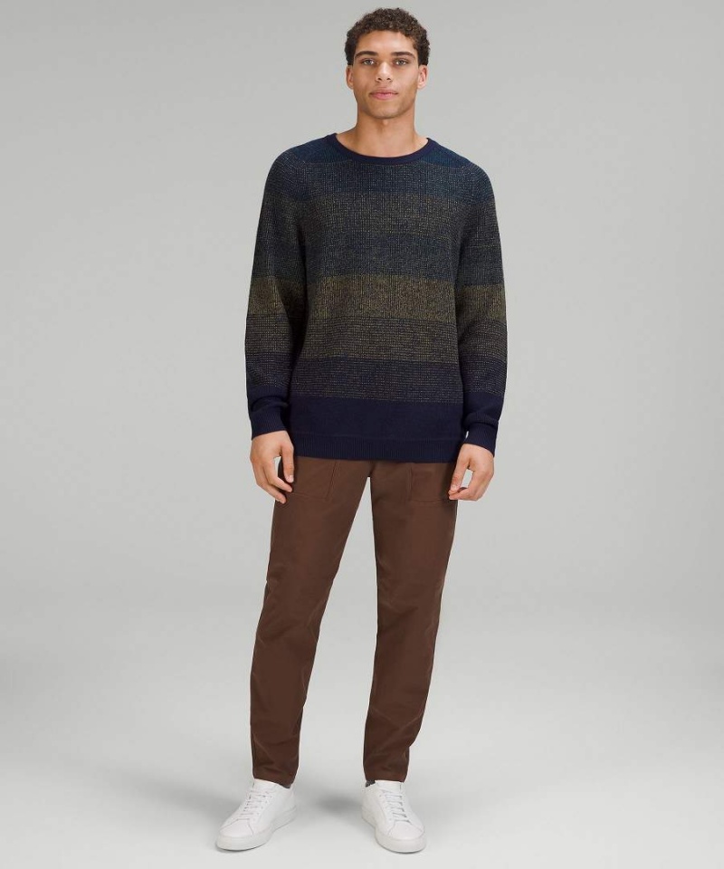 Truien Lululemon Textured Knit Crewneck Hombre Azul Marino Marrones Verde Chile | 318EPKOVQ