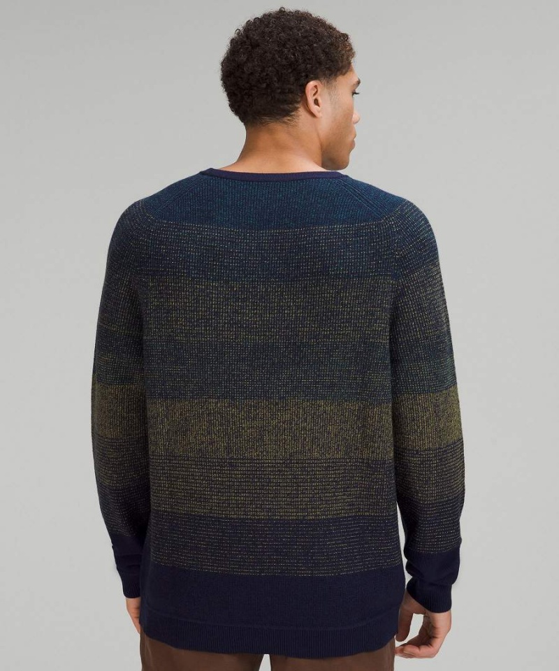 Truien Lululemon Textured Knit Crewneck Hombre Azul Marino Marrones Verde Chile | 318EPKOVQ
