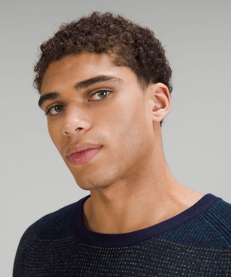 Truien Lululemon Textured Knit Crewneck Hombre Azul Marino Marrones Verde Chile | 318EPKOVQ