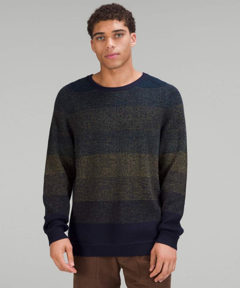 Truien Lululemon Textured Knit Crewneck Hombre Azul Marino Marrones Verde Chile | 318EPKOVQ