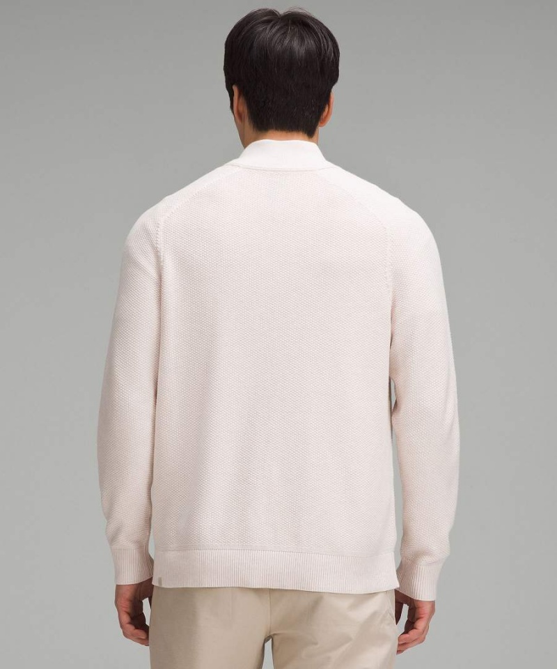 Truien Lululemon Textured Knit Half-Zip Hombre Beige Blancas Chile | 865TLCDVE