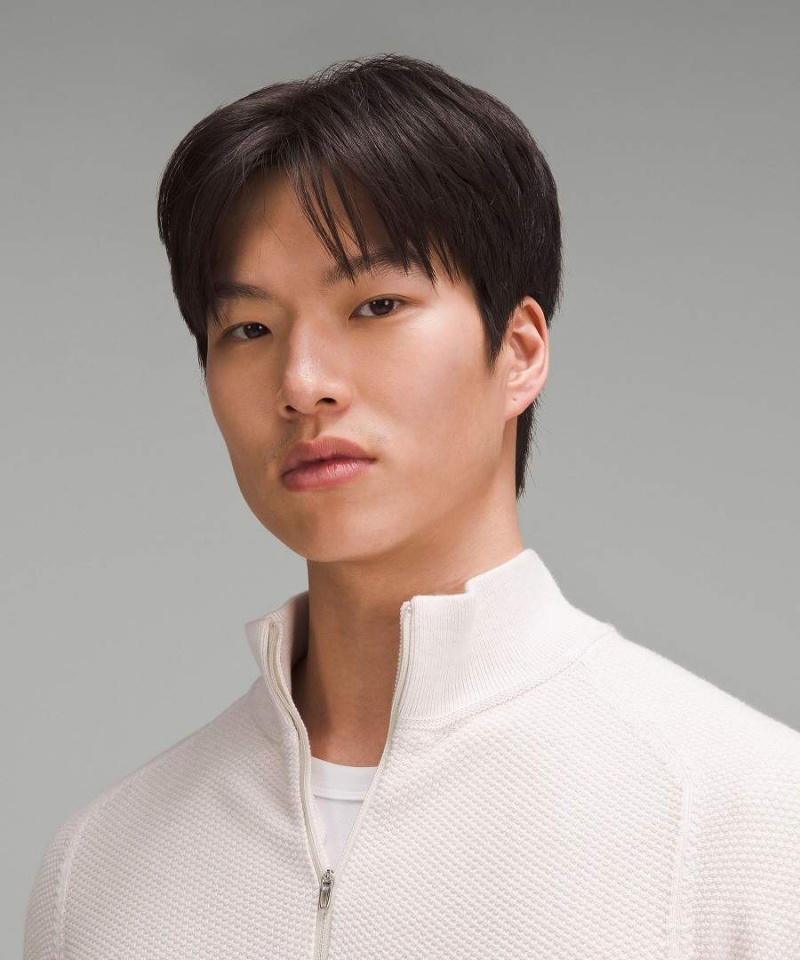 Truien Lululemon Textured Knit Half-Zip Hombre Beige Blancas Chile | 865TLCDVE