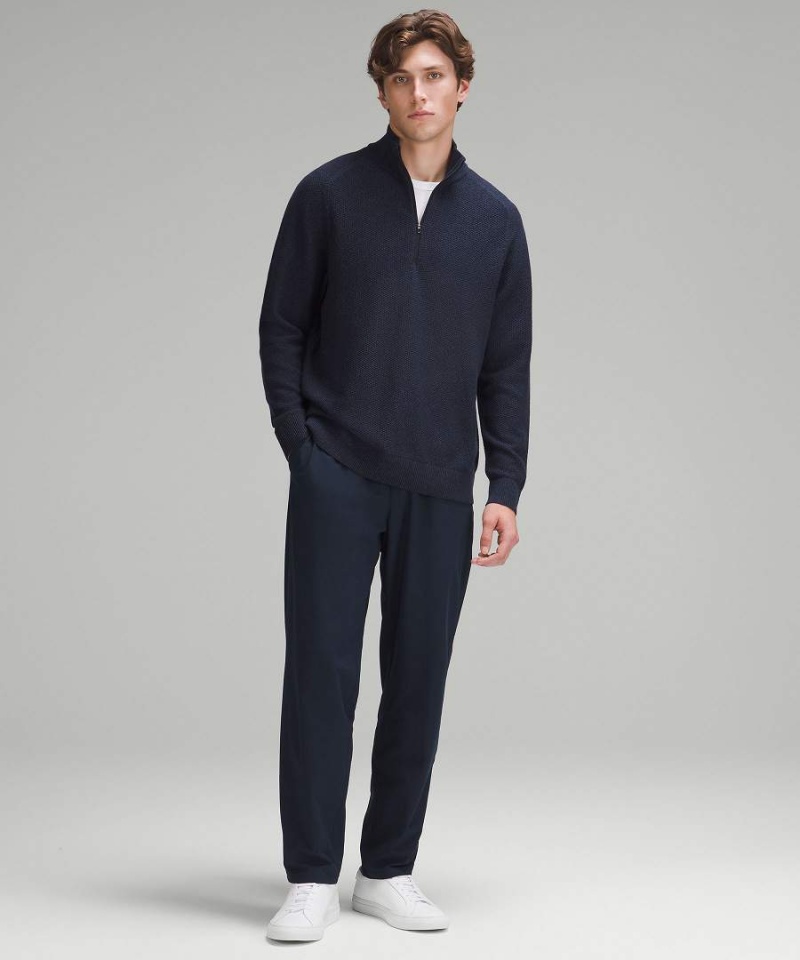 Truien Lululemon Textured Knit Half-Zip Hombre Azul Marino Chile | 406XQSWAU