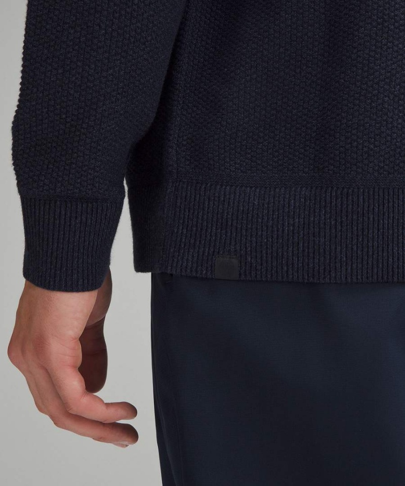 Truien Lululemon Textured Knit Half-Zip Hombre Azul Marino Chile | 406XQSWAU