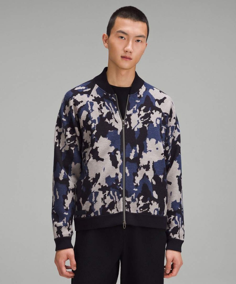 Truien Lululemon lab Merino Lana-Knit Zippered Hombre Azul Marino Multicolor Chile | 635MEUKRI