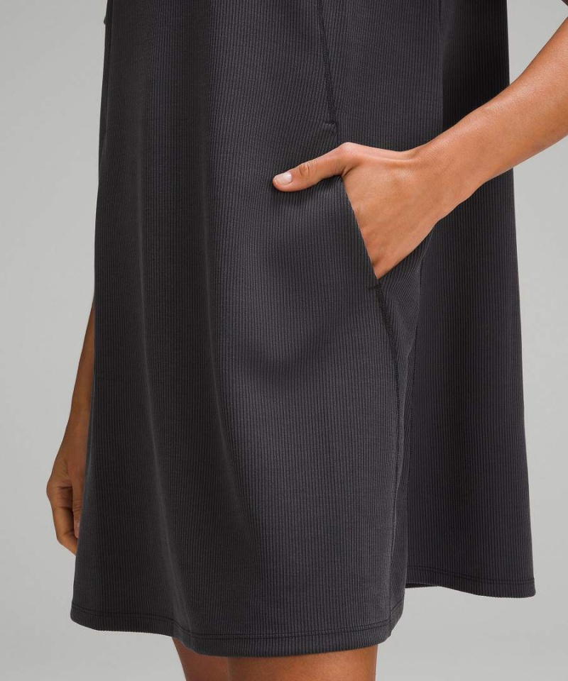 Vestido Lululemon Acanalado Softstreme T-Shirt Mujer Negras Chile | 658OUEWZN