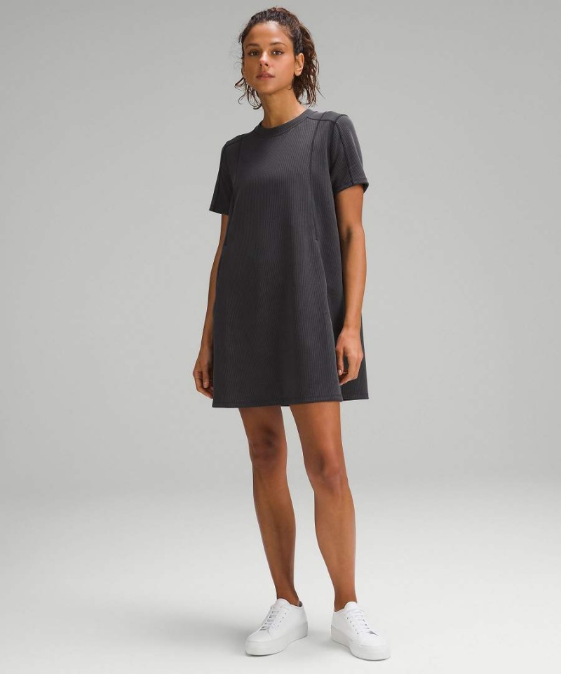 Vestido Lululemon Acanalado Softstreme T-Shirt Mujer Negras Chile | 658OUEWZN