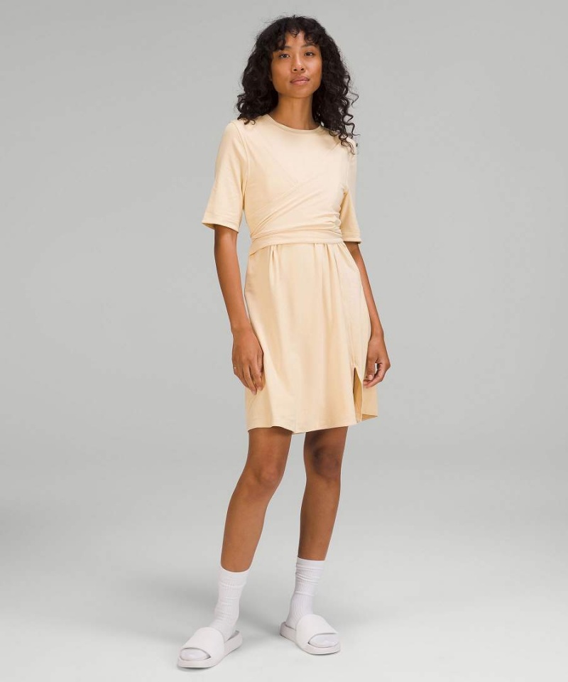Vestido Lululemon Algodon Wrap-Front T-Shirt Mujer Beige Chile | 014RGAOZY
