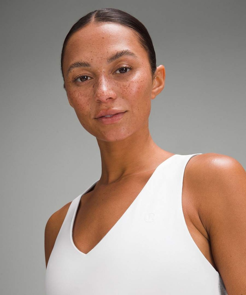 Vestido Lululemon V-Neck Racerback Tenis Mujer Blancas Blancas Chile | 710OSVXUN
